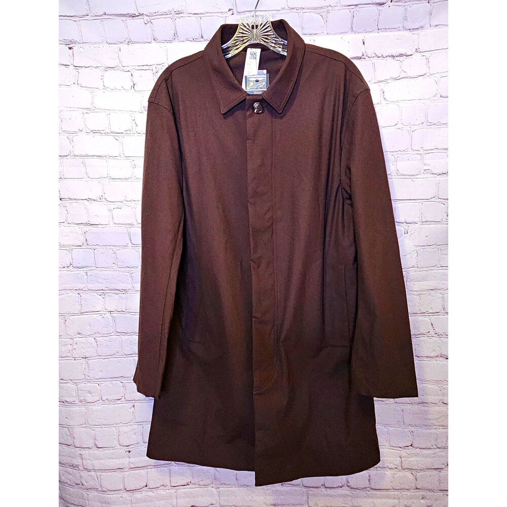 Fabletics The Don Overcoat Mens Small Brown Button Front Collared